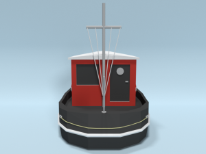 low poly cartoon candu e-z mini tugboat 3D Модель