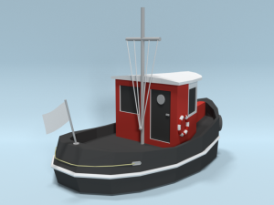 low poly cartoon candu e-z mini tugboat 3D Модель