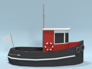 low poly cartoon candu e-z mini tugboat 3D Model