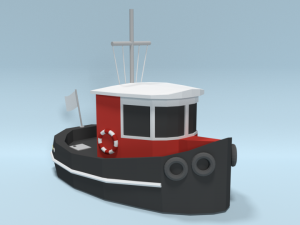 low poly cartoon candu e-z mini tugboat 3D Модель