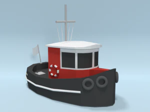 low poly cartoon candu e-z mini tugboat 3D Model