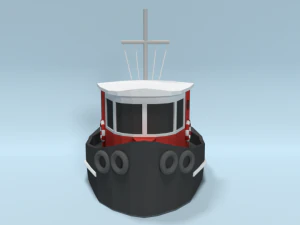 low poly cartoon candu e-z mini tugboat 3D Model