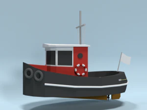 low poly cartoon candu e-z mini tugboat 3D Model