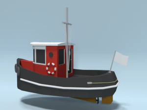 low poly cartoon candu e-z mini tugboat 3D Model