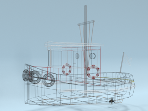 low poly cartoon candu e-z mini tugboat 3D Модель