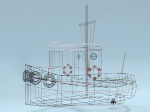 low poly cartoon candu e-z mini tugboat 3D Model