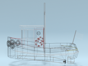 low poly cartoon candu e-z mini tugboat 3D Модель