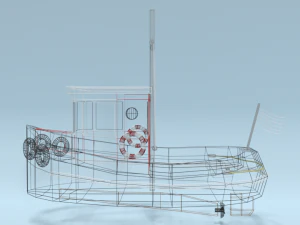 low poly cartoon candu e-z mini tugboat 3D Model