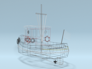 low poly cartoon candu e-z mini tugboat 3D Модель
