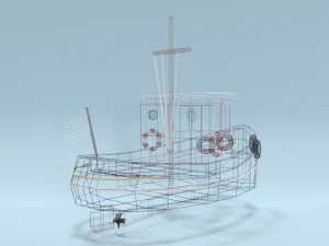 low poly cartoon candu e-z mini tugboat 3D Model