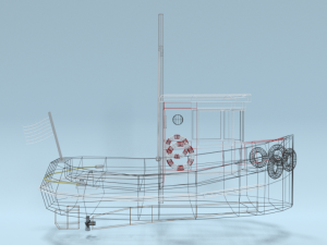 low poly cartoon candu e-z mini tugboat 3D Модель