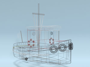 low poly cartoon candu e-z mini tugboat 3D Модель