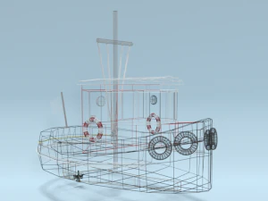 low poly cartoon candu e-z mini tugboat 3D Model