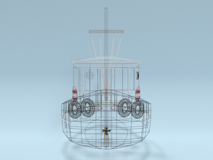 low poly cartoon candu e-z mini tugboat 3D Модель
