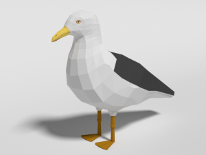 low poly cartoon seagull 3D Model