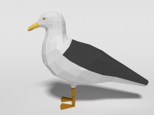 low poly cartoon seagull Modello 3D