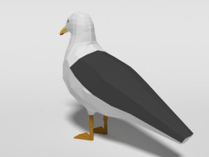 low poly cartoon seagull Modello 3D