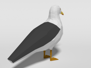 low poly cartoon seagull Modello 3D