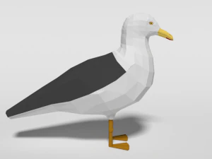 low poly cartoon seagull 3D Model