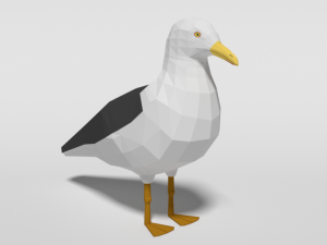 low poly cartoon seagull Modello 3D