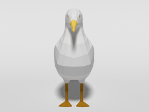 low poly cartoon seagull Modello 3D