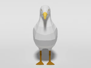 low poly cartoon seagull 3D Model