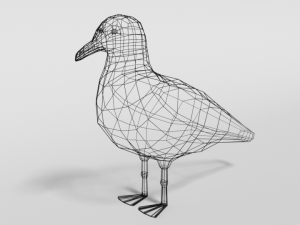 low poly cartoon seagull Modello 3D