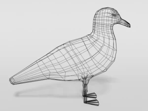 low poly cartoon seagull 3D Model