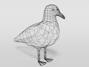 low poly cartoon seagull Modello 3D