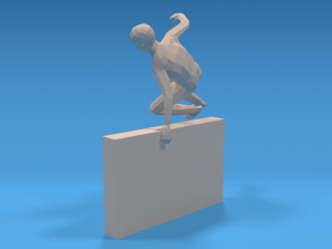 low poly kid jumping a wall 3D Model