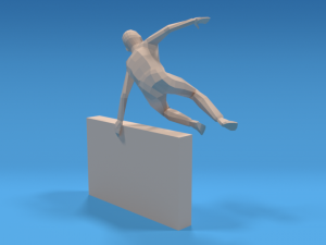 low poly kid jumping a wall 3D Model