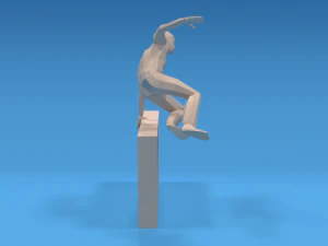 low poly kid jumping a wall 3D Model