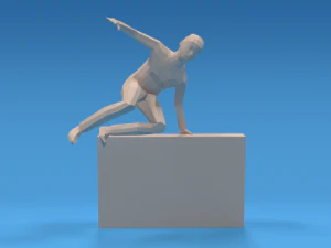 low poly kid jumping a wall 3D Model
