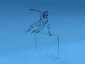 low poly kid jumping a wall 3D Model