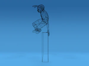 low poly kid jumping a wall 3D Model