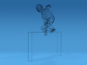 low poly kid jumping a wall 3D Model