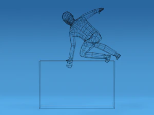 low poly kid jumping a wall 3D Model