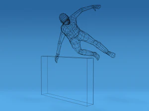 low poly kid jumping a wall 3D Model