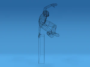 low poly kid jumping a wall 3D Model