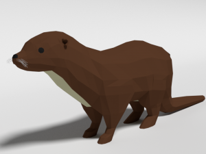 low poly cartoon otter 3D Модель