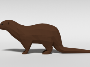 low poly cartoon otter 3D Model