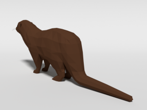 low poly cartoon otter 3D Model