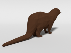 low poly cartoon otter 3D Model