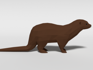 low poly cartoon otter 3D Model