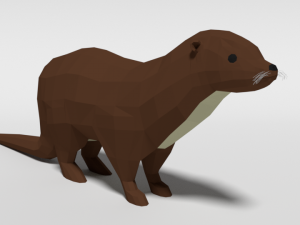 low poly cartoon otter 3D Model