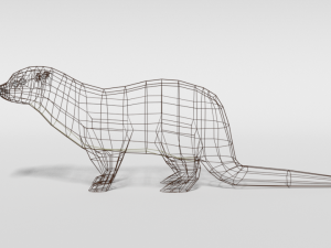 low poly cartoon otter 3D Model