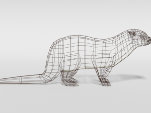 low poly cartoon otter 3D Model