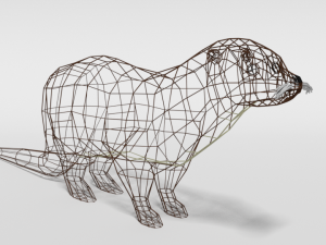 low poly cartoon otter 3D Model