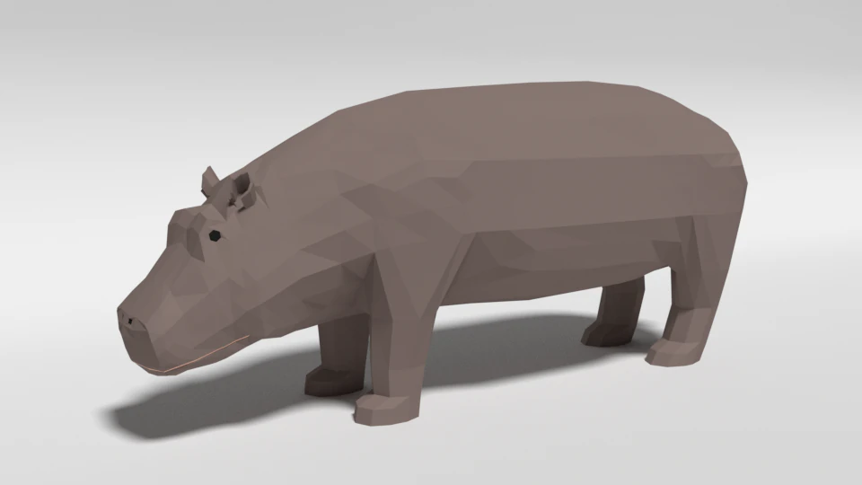 low poly cartoon hippopotamus 3D Model .c4d .max .obj .3ds .fbx .stl .blend 
