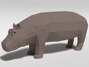 hipopótamo de desenho animado de baixo poli Modelo 3D